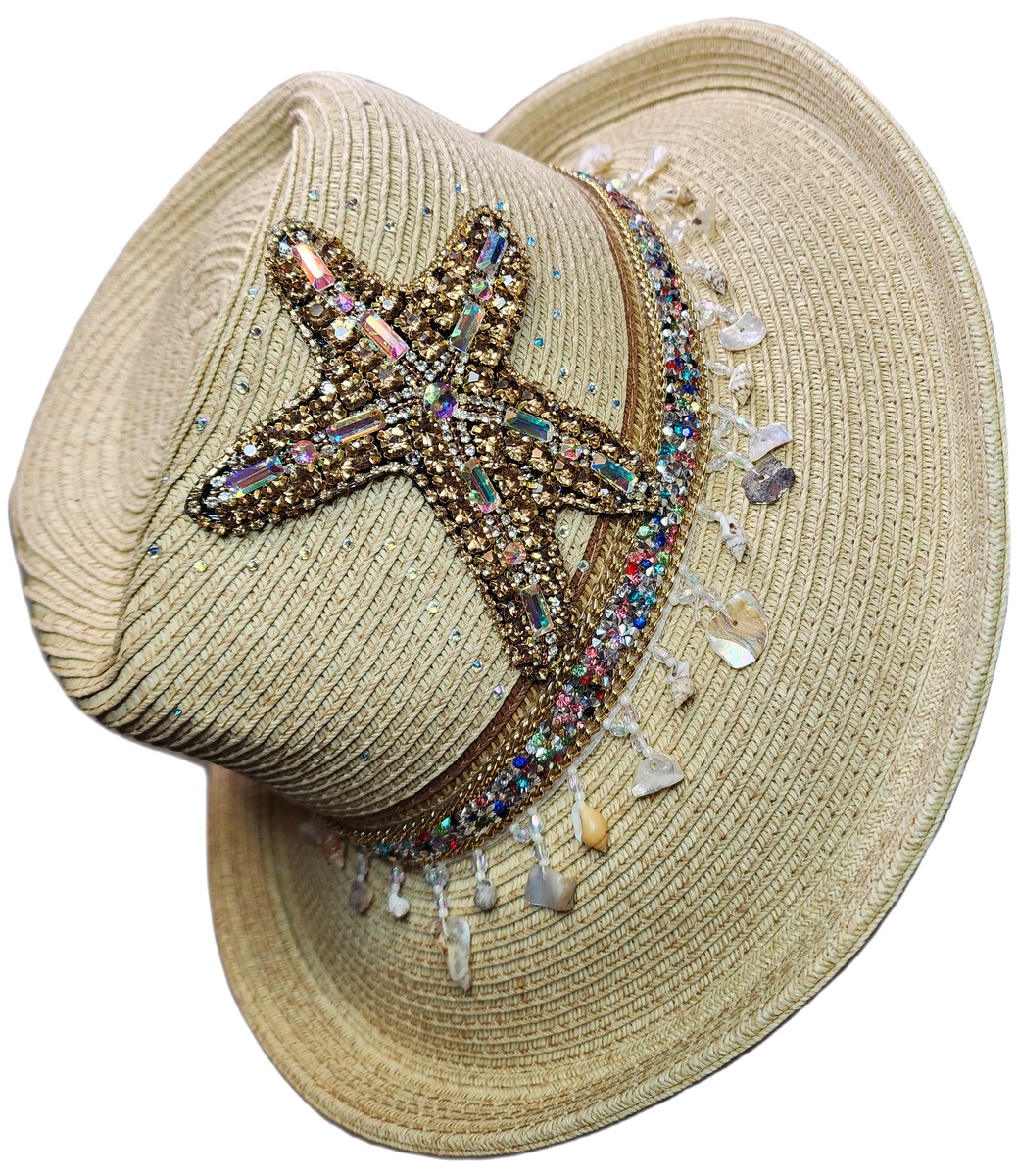 Up Brim Safari Hat with Starfish and Sea Shell trim  display picture 3