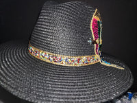 Panama Style Hat with Sequined Parrot