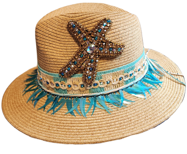 Panama Style Summer Hat with Starfish