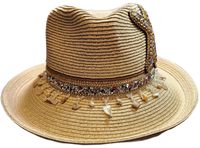 Up Brim Safari Hat with Starfish and Sea Shell trim
