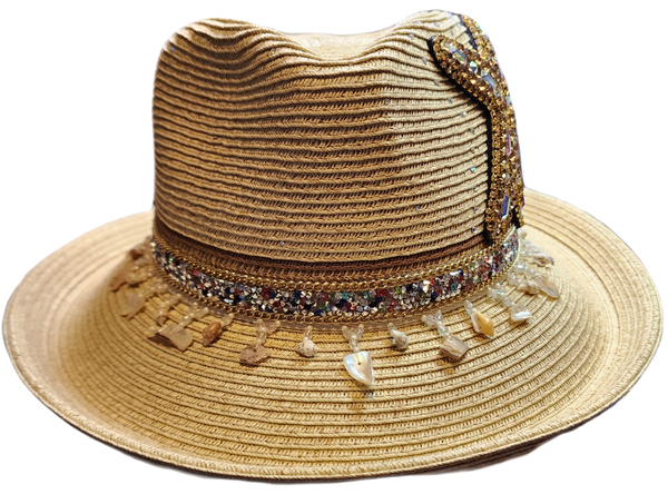 Star Fish Shell Hat Up Brim Safari Hat with Starfish and Sea Shell trim – HatLadyBling