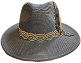 Panama Style Hat with Gold Sequined Parrot