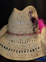 Scala 100% Raffia hat done in Swarovski crystals.